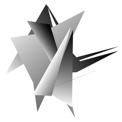 Leinwandbilder - Edgy, angular geometric element. Monochrome abstract design.