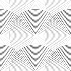 Fototapete - Concentric circles seamless monochrome pattern. Abstract geometr