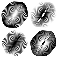Poster - Radial, concentric shape set. Abstract monochrome graphics.