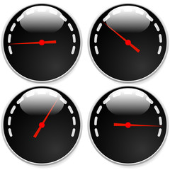 Poster - Dial, meter templates with red need and units set at 4 stages, l