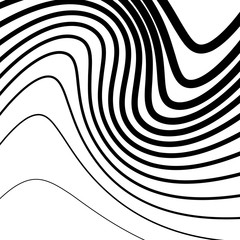 Poster - Simple pattern with irregular, wavy - billowy lines. Monochrome