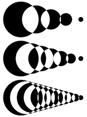 Leinwandbilder - Blended intersecting shapes. Set of 3 intensity. Abstract monoch