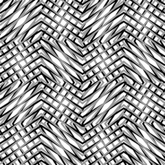 Poster - Grid, mesh, of zigzag, edgy lines. Mosaic like grill, grating ba