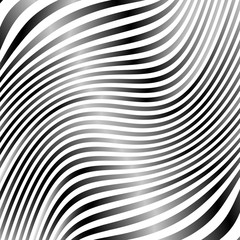 Poster - Lines with deformation effect. Abstract uncolored, monochrome il