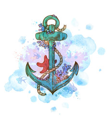 Poster - Vintage hand drawn anchor