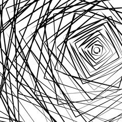 Fototapete - Random concentric squares spreading from side. Abstract, chaotic