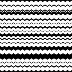 Wall Mural - Wavy, zig-zag horizontal parallel lines. Abstract monochrome sea