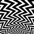 Wavy, waving - zigzag radial lines. Abstract monochrome backgrou
