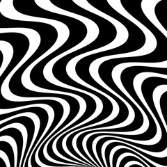 Fototapete - Wavy, waving - zigzag radial lines. Abstract monochrome backgrou