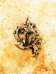 Aufkleber - Ornamental Drawing. Original hand draw and computer collage. Color structure.