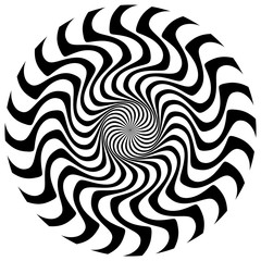 Leinwandbilder - Abstract circular element. Rotating radial lines with wavy effec