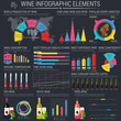 © mightyrabittcrew - Premium quality wine infographic on dark background. With bottles and glasses of wine. Bunches of grapes