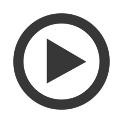 Play video icon inwhite and gray colors, vector illustration.