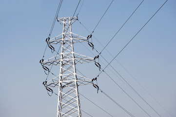 Wall Mural - high voltage power tower and transmission line