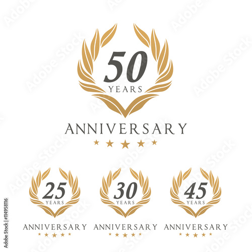 Fotografie, Tablou Vector set of anniversary golden signs logo