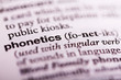 Close up of the dictionary definition of phonetics