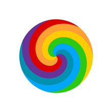 Rainbow Round Spiral Circle Background. Lollipop Rainbow.
