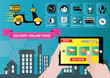 food delivery with mobile order concept illustration, easy to modify