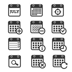 Poster - time, date and calendar vector icons. calendar icons for organizer and event, reminder and agenda