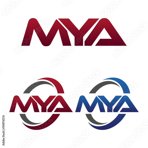 Modern 3 Letters Initial logo Vector Swoosh Red Blue mya Poster