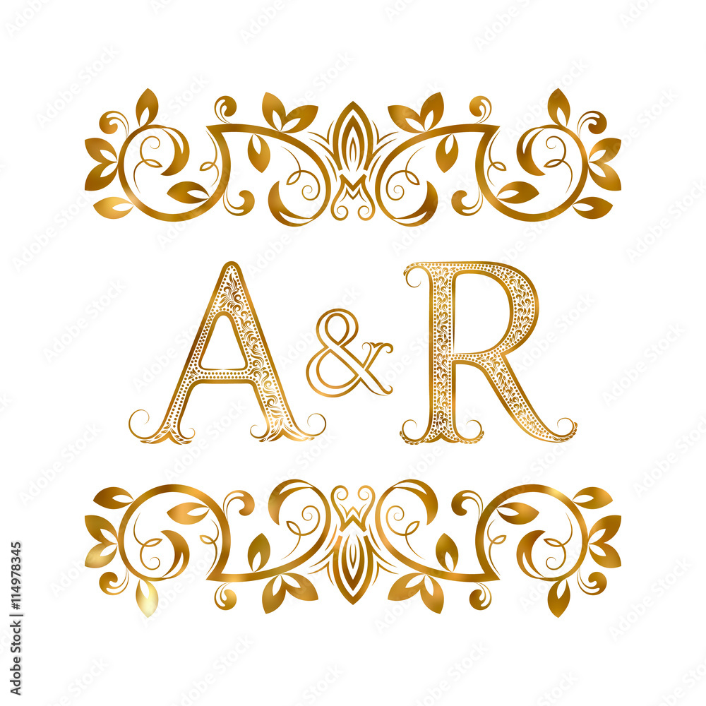 A R Logo A&R vintage initials logo symbol. Letters A, R, ampersand surrounded ...