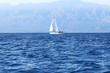 Sailing yacht in the Atlantic Ocean near the island