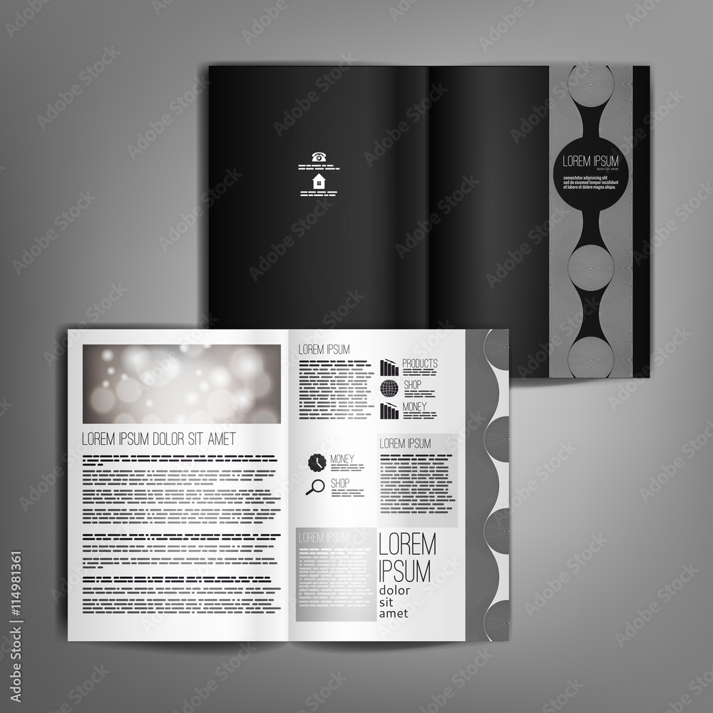 Vector black and white brochure template design Stock Vector | Adobe Stock