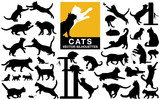 Fototapeta Koty - Cats and kittens vector silhouettes collection