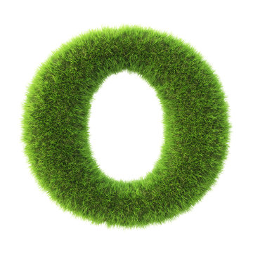 Alphabet made from green grass. isolated on white. 3D illustration.