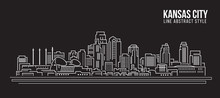 Cityscape Building Line Art Vector Illustration Design - Kansas City