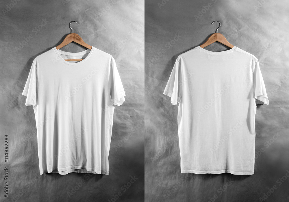 Download Blank White T Shirt Front And Back Side View On Hanger ...