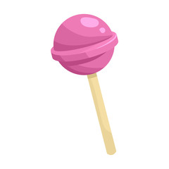 Poster - Round pink lollipop icon in cartoon style on a white background