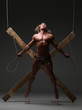 © kazanovskyiphoto - Sexual naked man, muscular, hands tied rope to wooden beams