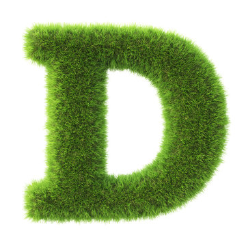 Alphabet made from green grass. isolated on white. 3D illustration.