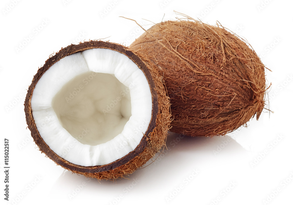 Coconut close up isolated on white Stock Photo | Adobe Stock