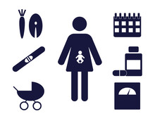 Pictogram Of A Pregnant Woman With Pregnancy Related Icons Around
