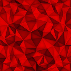 Poster - Low polygon shapes background, triangles mosaic, vector design, creative background, templates design, red paper wallpaper