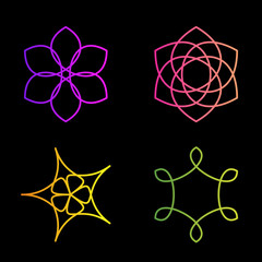 Aufkleber - Isolated colorful abstract floral vector logo set. Flower images collection. Plant outline. Decorative pattern.