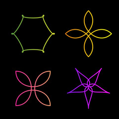 Aufkleber - Isolated colorful abstract floral vector logo set. Flower images collection. Plant outline. Decorative pattern.