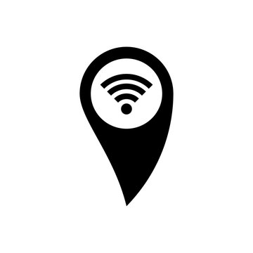 Gps with wifi icon. Black icon on white background.
