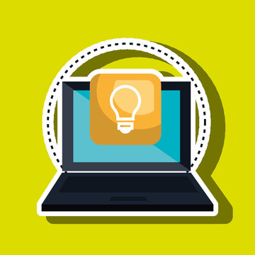 computer laptop with bulb isolated icon design, vector illustration  graphic 