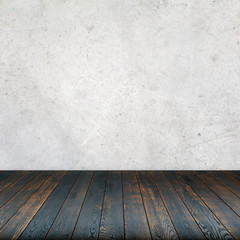 Wall Mural - concrete wall wooden floor