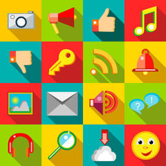 Poster - Social network icons set in flat style vector illustration