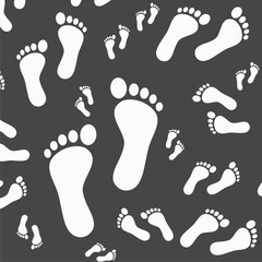 Poster - Footprints seamless pattern black background