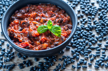 Canvas Print - Bowl of black bean chili