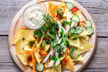 Poster - Nachos with chicken and vegetables