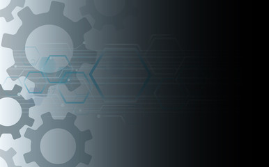 Poster - Gear symbol with Technology line and space abstract background