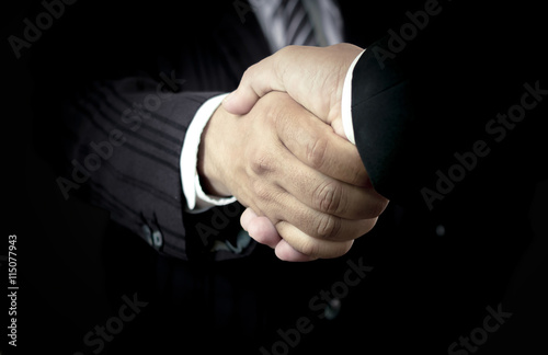 Fotografia Commit concept: Two successful businessmen shaking hands after good deal