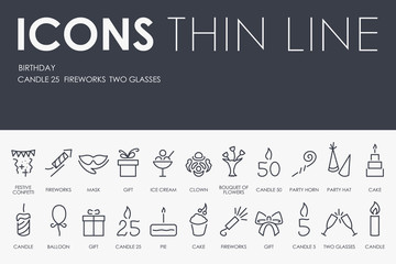 Poster - Birthday Thin Line Icons