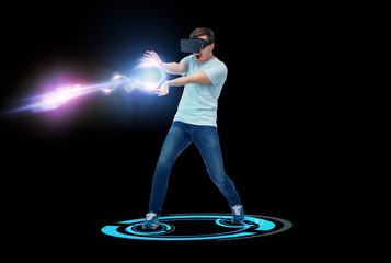 Wall Mural - happy man in virtual reality headset or 3d glasses